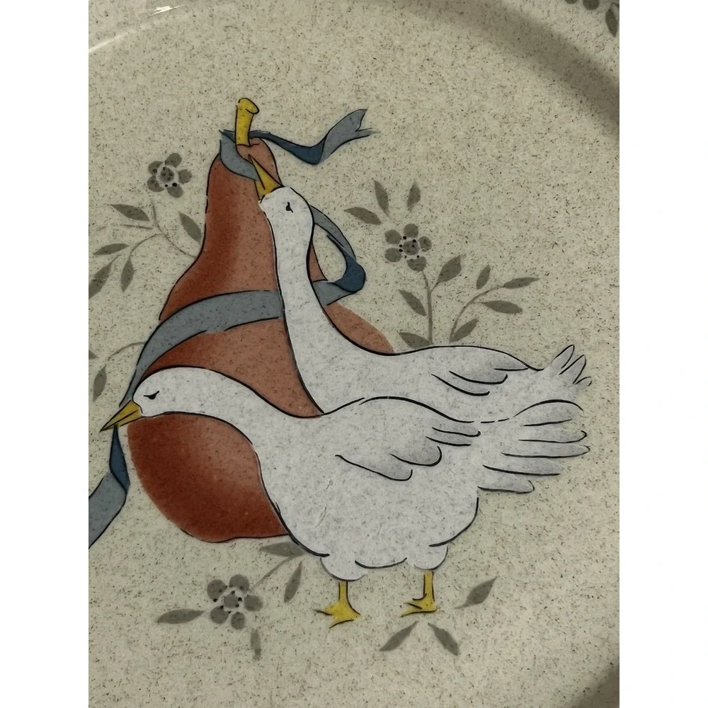 Vtg International Marmalade Goose Stoneware Salad Plates Cottage Country Farm
